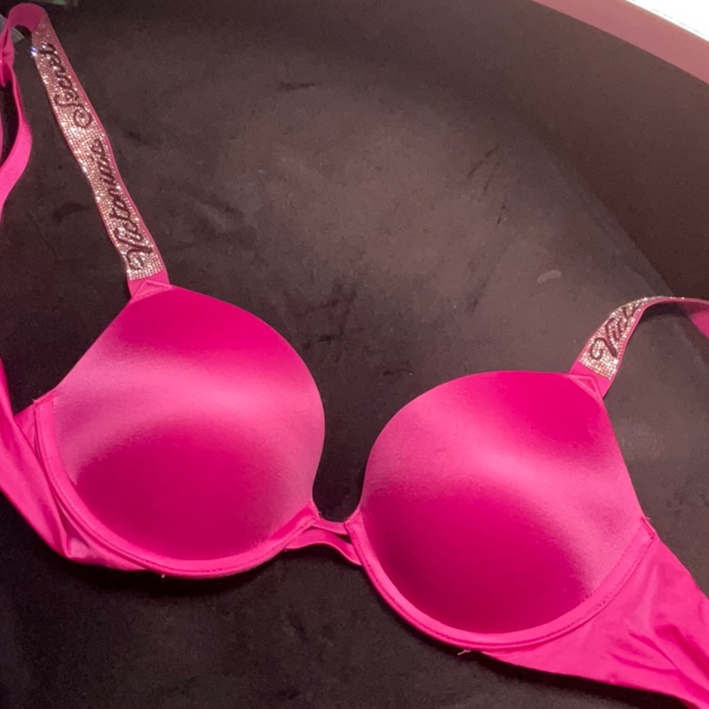 pink rhinestone strap bra